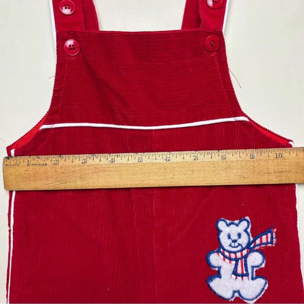 Vintage Sears Red Corduroy Overalls Polar Bear Infant Large 18-24 Months Holiday